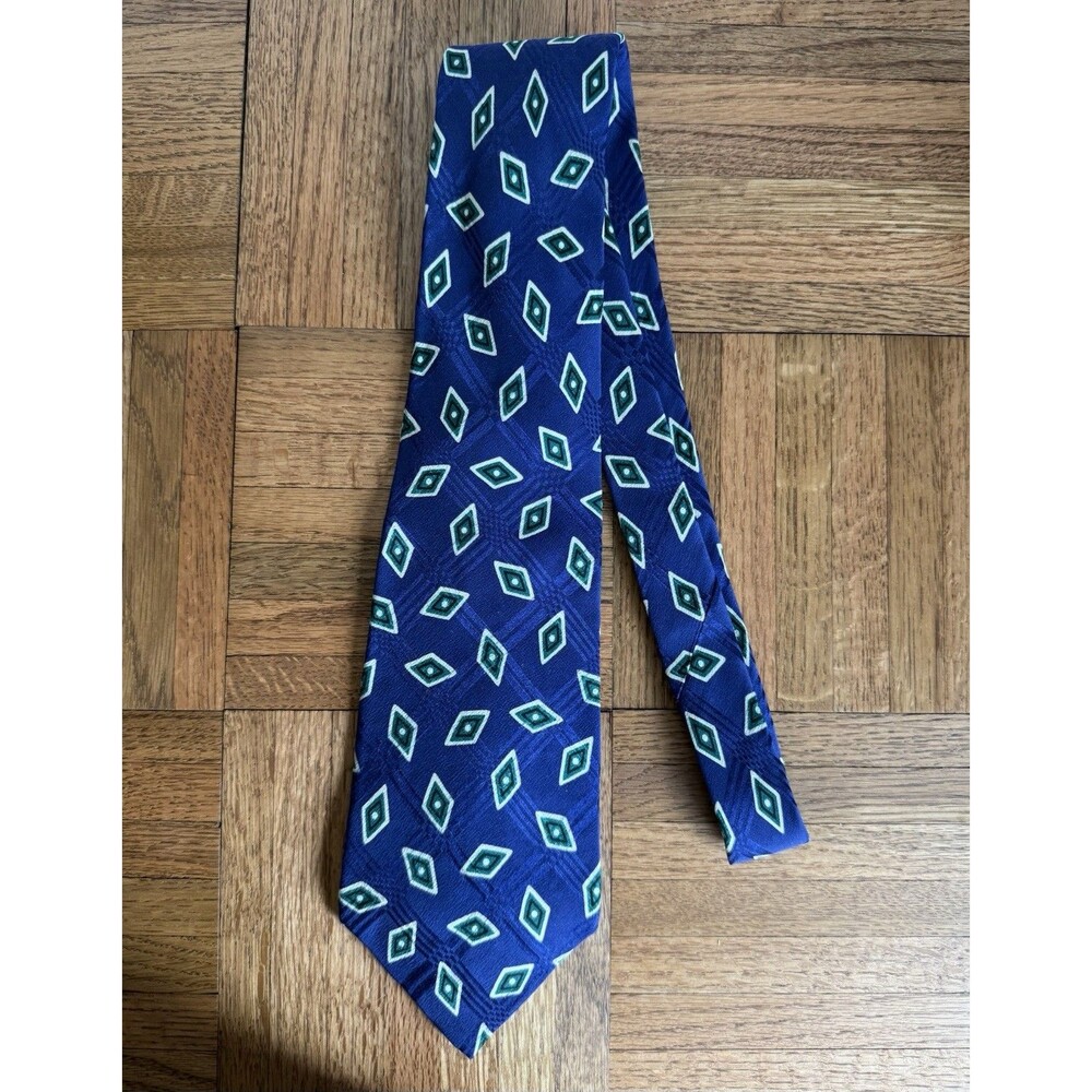 Polo Ralph Lauren Neck Tie Green Blue Squares 100% Silk